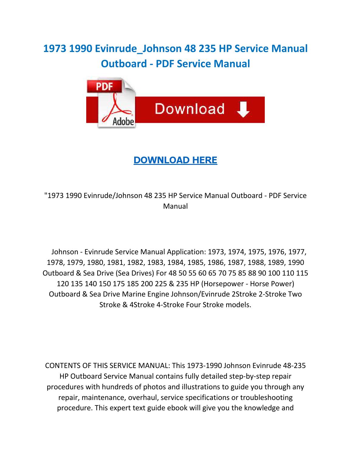 Evinrude Outboard Repair Manual Free Download